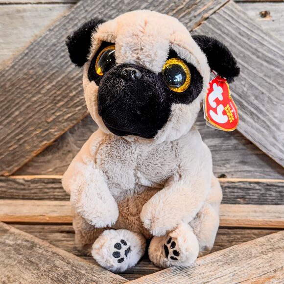 NWT-Pair of 2022 Dog TY Beanie Boos, Izzy the Pug Dog & Zuzu the Tan Dog, 6" - Picture 2 of 9